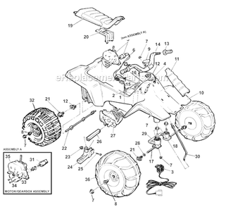 Part Location Diagram of 80029-0019 Power Wheels Handle Bar/Switch Assembly